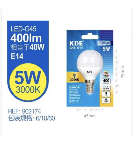 LED ESFERICA G45 5W E14 LUZ...