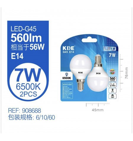 LED ESFERICA G45 7W E14 LUZ...