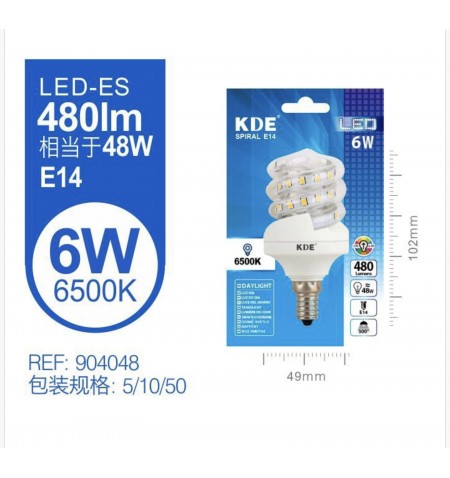 LED ESPIRAL 6W E14 LUZ FRIA