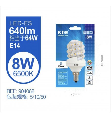 LED ESPIRAL 8W E14 LUZ FRIA