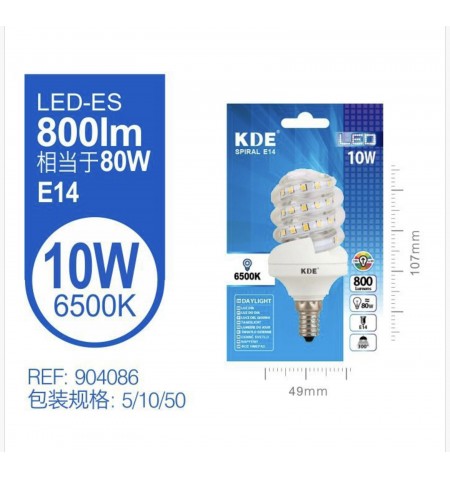 LED ESPIRAL 10W E14 LUZ FRIA