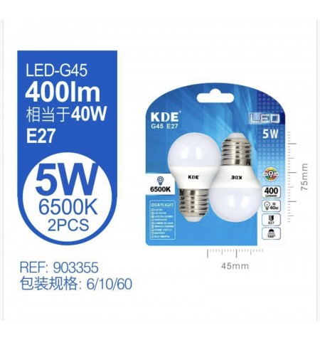 LED ESFERICA G45 5W E27 LUZ...