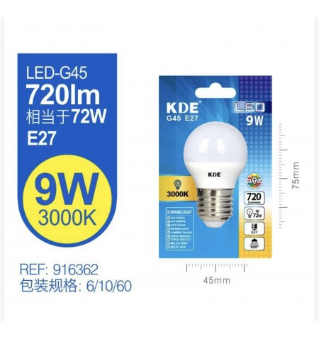 LED ESFERICA G45 9W E27 LUZ...