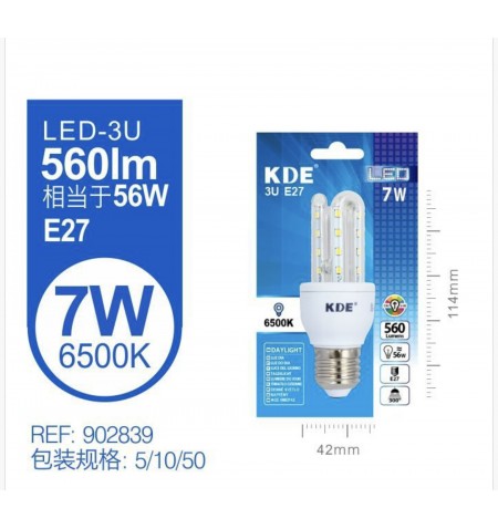 LED 3U 7W E27 LUZ FRIA