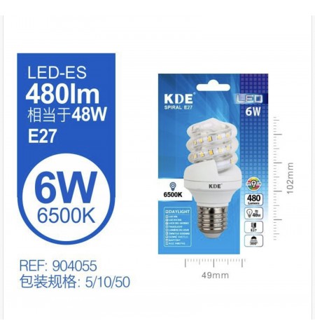 LED ESPIRAL 6W E27 LUZ FRIA