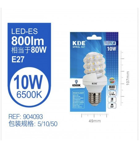 LED ESPIRAL 10W E27 LUZ FRIA