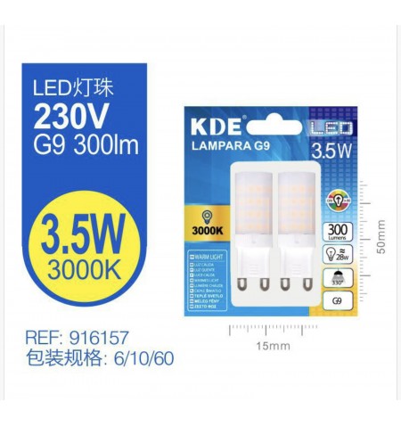 LED 230V G9 3.5W LUZ CALIDA X2